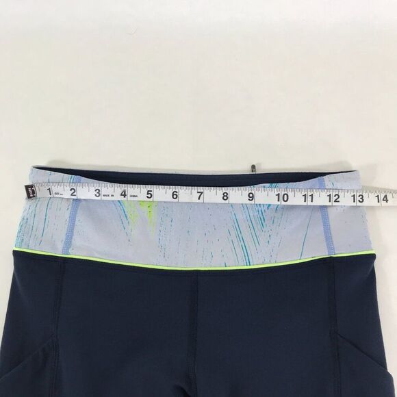 Lululemon Speed Tight Women's Size 4 Navy Blue Pockets Stretch Ruched Activewear - Picture 7 of 9
